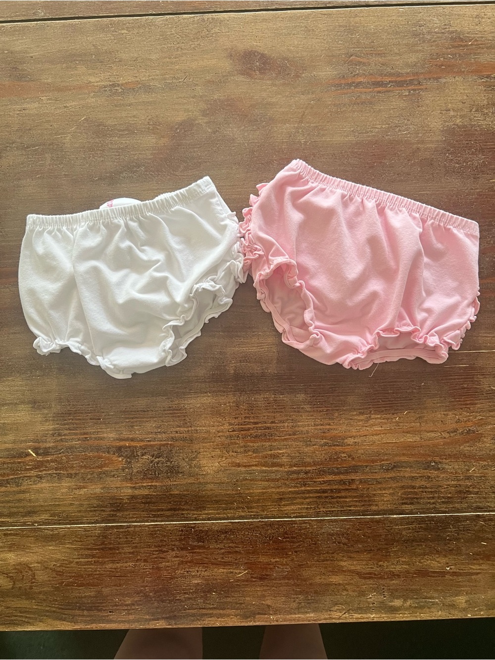 Ruffle Butts Baby Bloomers in White & Pink
